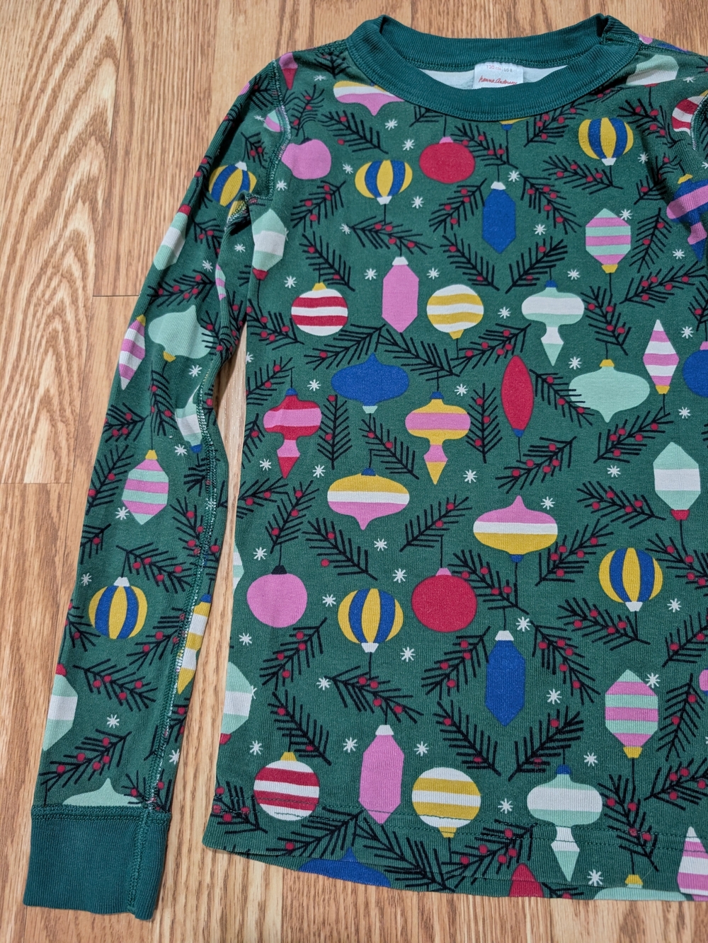 Hanna Andersson Green Holiday Ornament Pajamas Long Sleeve Pants 130 8 - Picture 4 of 12